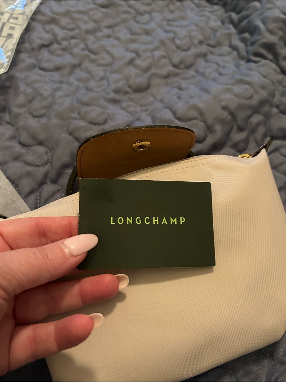 Longchamp Mini Le Pliage Top-Handle Bag in Cream and Brown - Picture 5 of 7